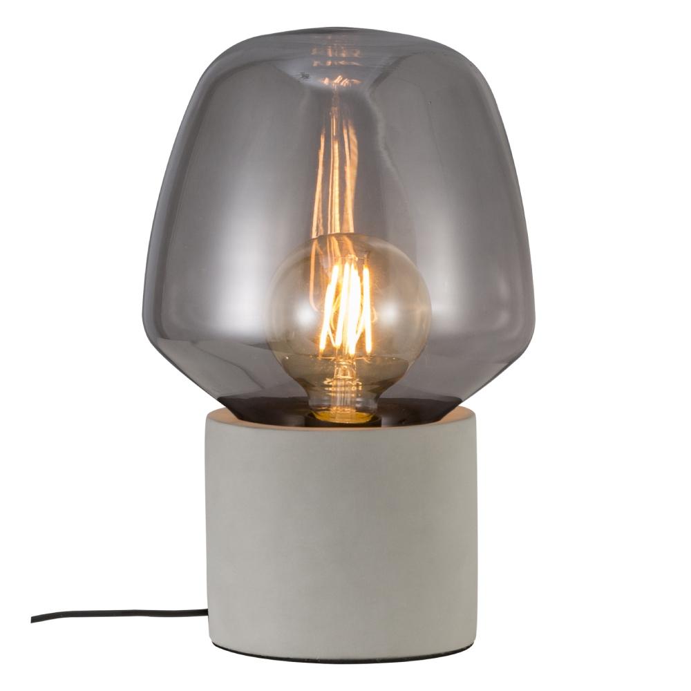 Elegant Cement Table Lamp with Tinted Glass Shade