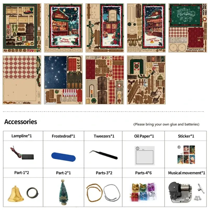 DIY Christmas Building Kit with Front Protective Dust Cover