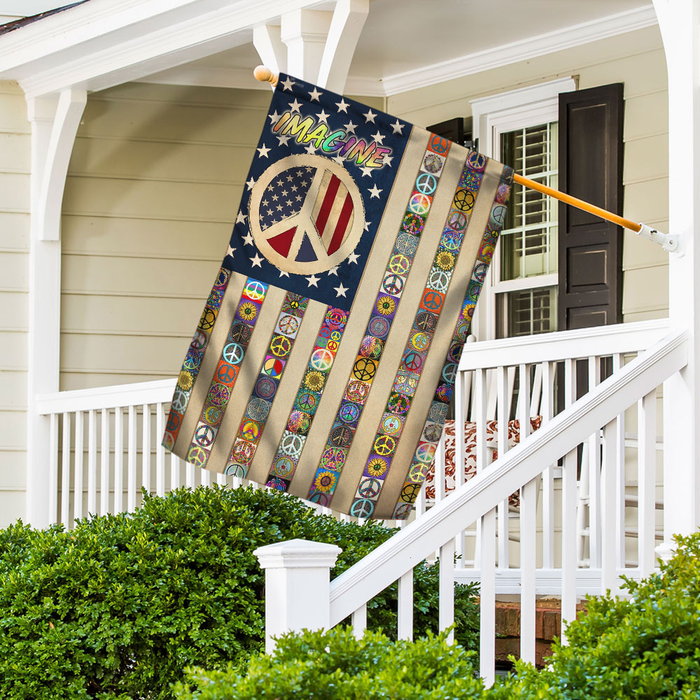 Double-Sided Peace Sign Hippie Flag - Custom Canvas Decor