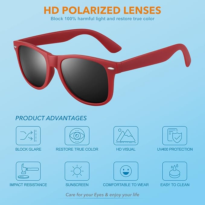 Polarized 80's Retro Sunglasses for Men and Women