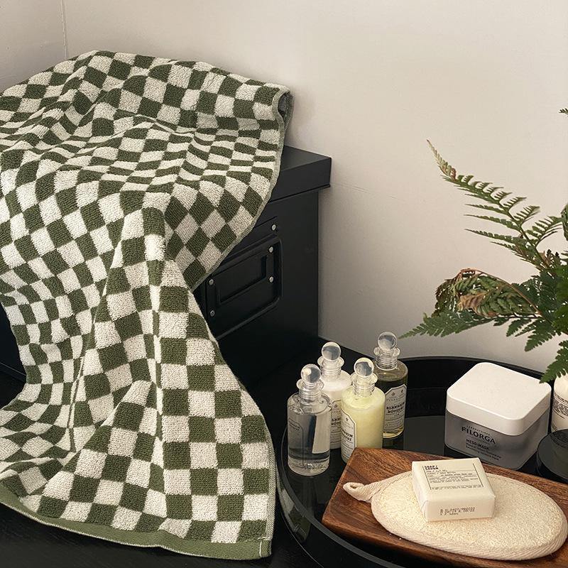 Classic Checkerboard Cotton Bath and Hand Towel Set