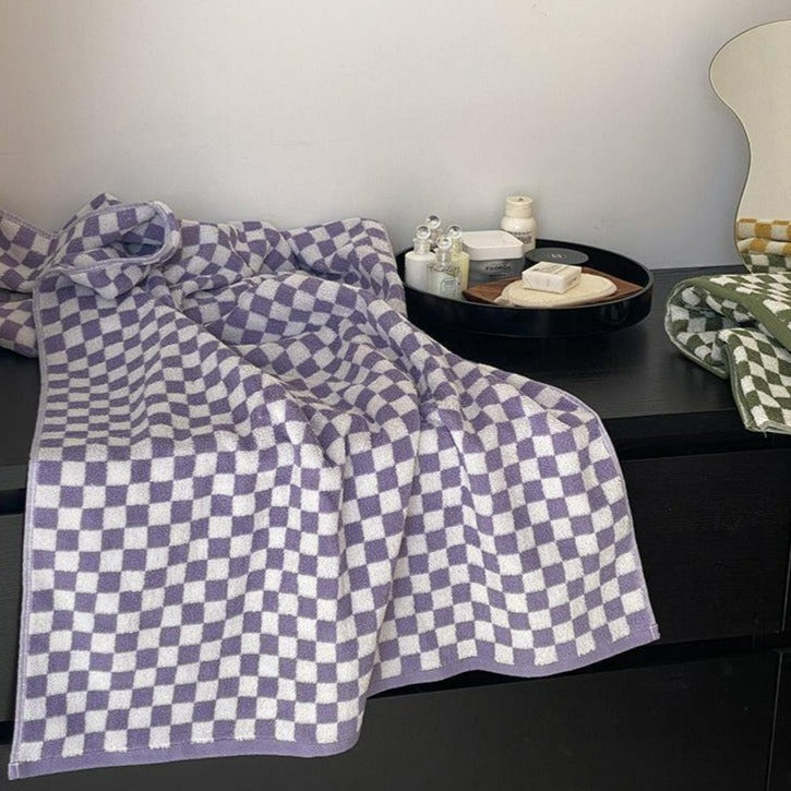 Classic Checkerboard Cotton Bath and Hand Towel Set