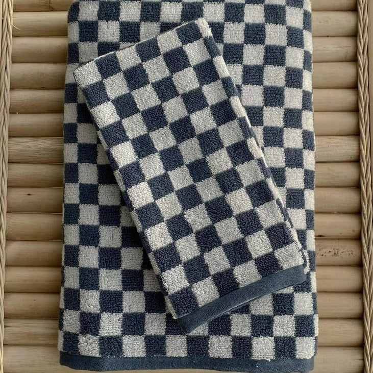 Classic Checkerboard Cotton Bath and Hand Towel Set