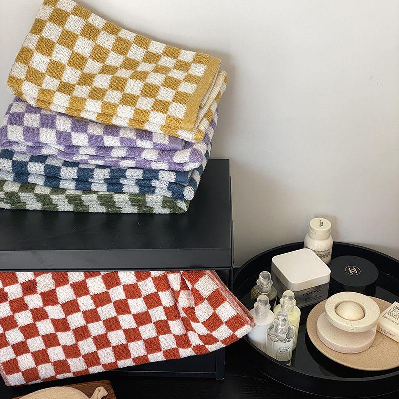 Classic Checkerboard Cotton Bath and Hand Towel Set