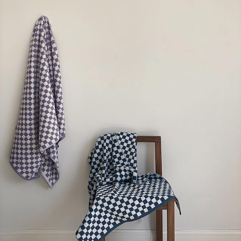 Classic Checkerboard Cotton Bath and Hand Towel Set
