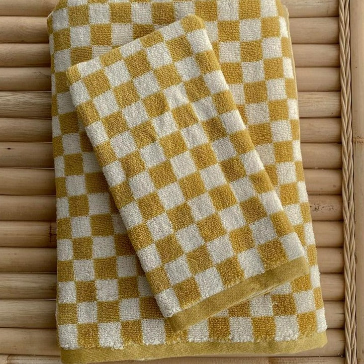 Classic Checkerboard Cotton Bath and Hand Towel Set