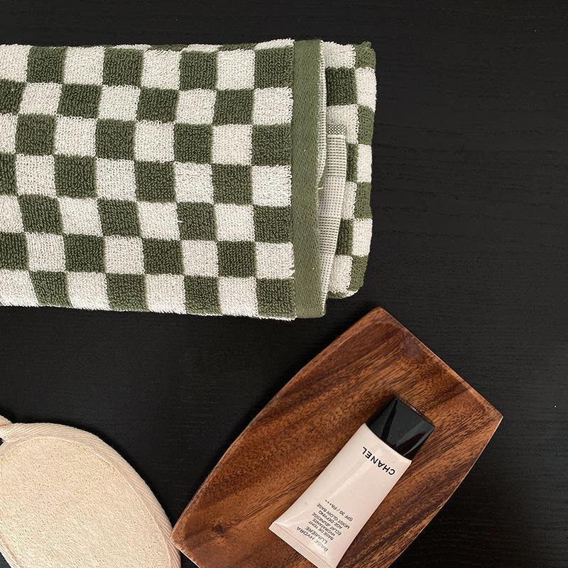 Classic Checkerboard Cotton Bath and Hand Towel Set