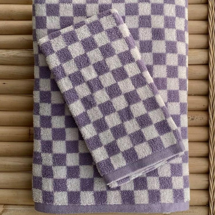 Classic Checkerboard Cotton Bath and Hand Towel Set