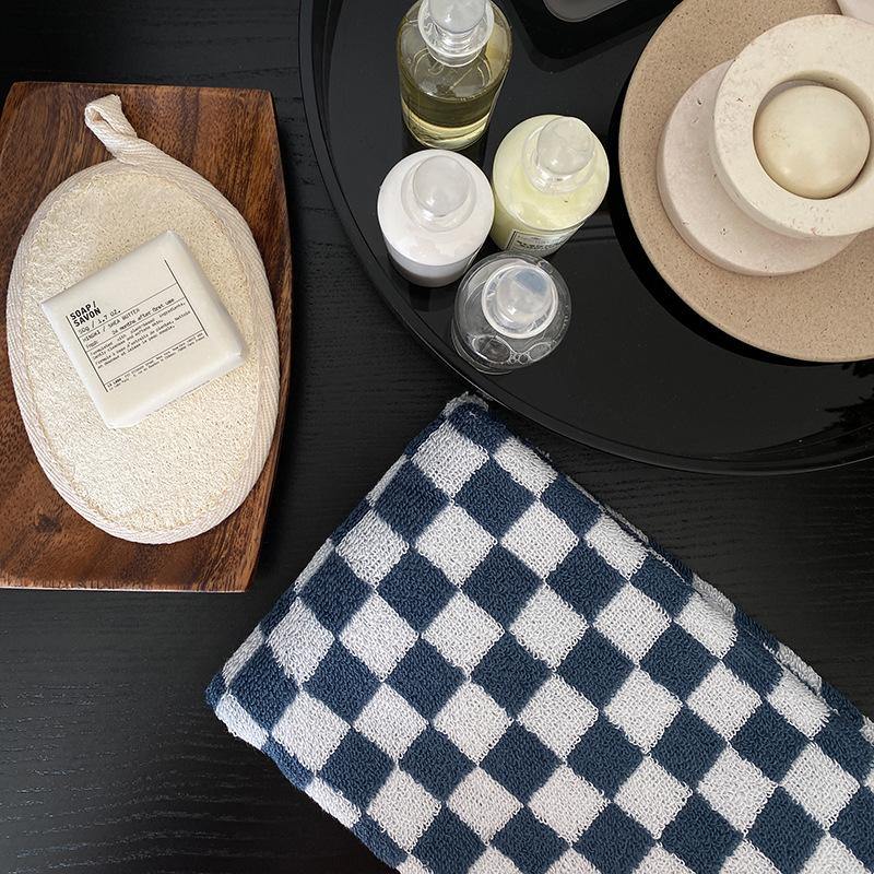 Classic Checkerboard Cotton Bath and Hand Towel Set