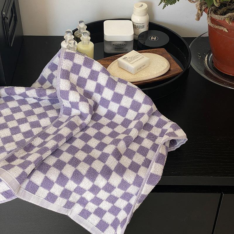 Classic Checkerboard Cotton Bath and Hand Towel Set