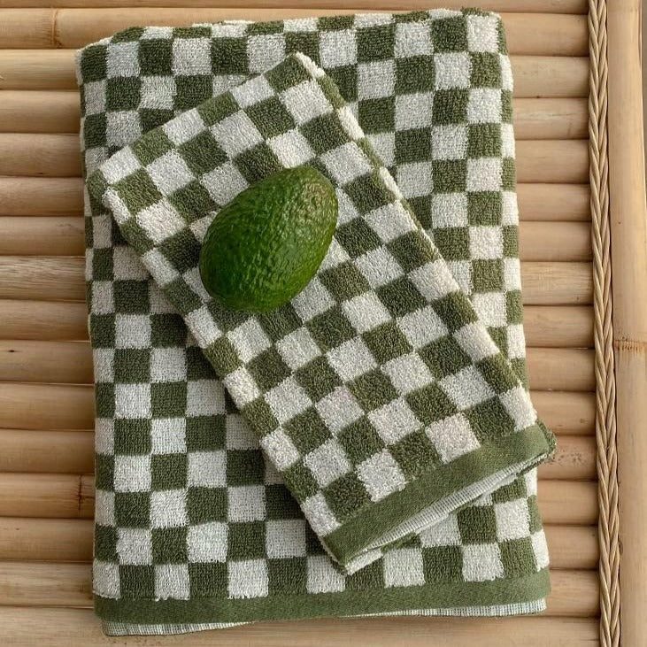 Classic Checkerboard Cotton Bath and Hand Towel Set