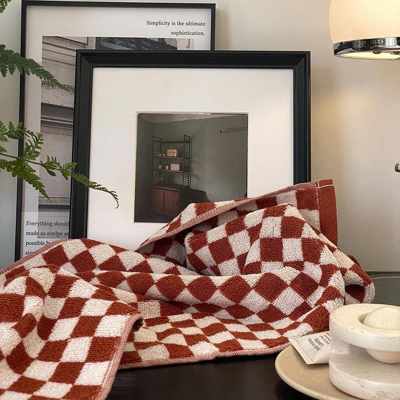 Classic Checkerboard Cotton Bath and Hand Towel Set