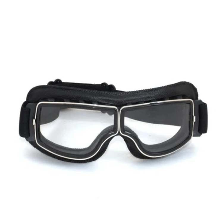 Vintage Leather Motorcycle Goggles with Shatterproof Lenses