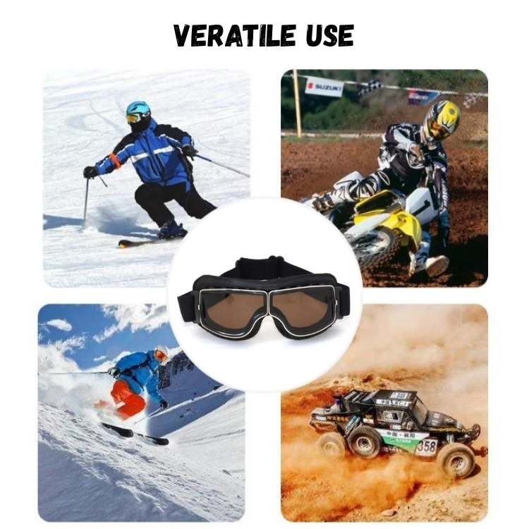Vintage Leather Motorcycle Goggles with Shatterproof Lenses