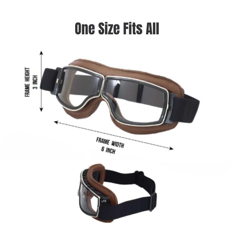Vintage Leather Motorcycle Goggles with Shatterproof Lenses
