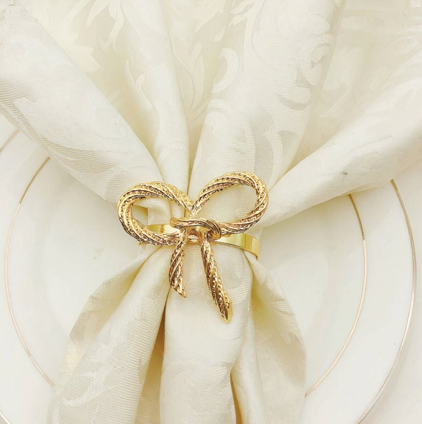 Metallic Bow Napkin Ring Set of 6