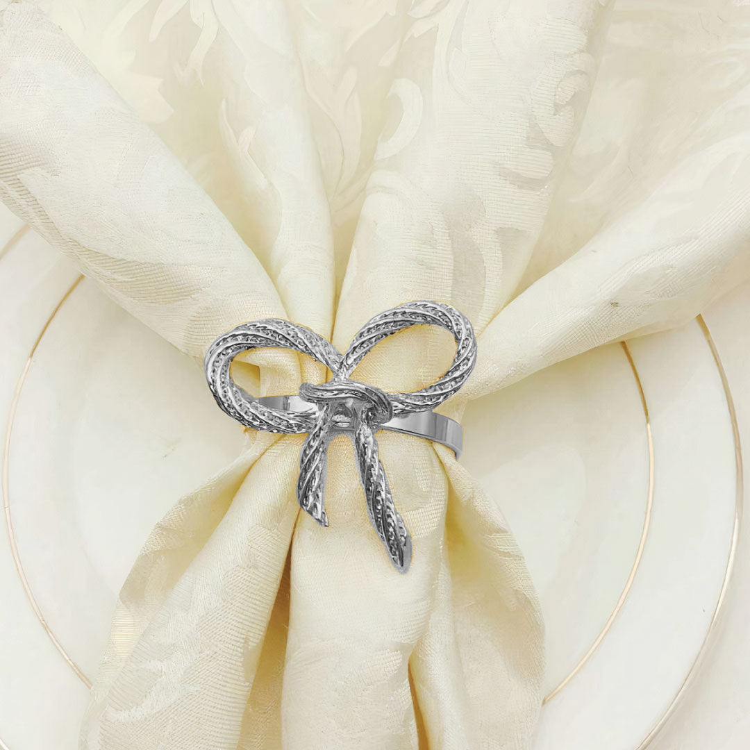 Metallic Bow Napkin Ring Set of 6