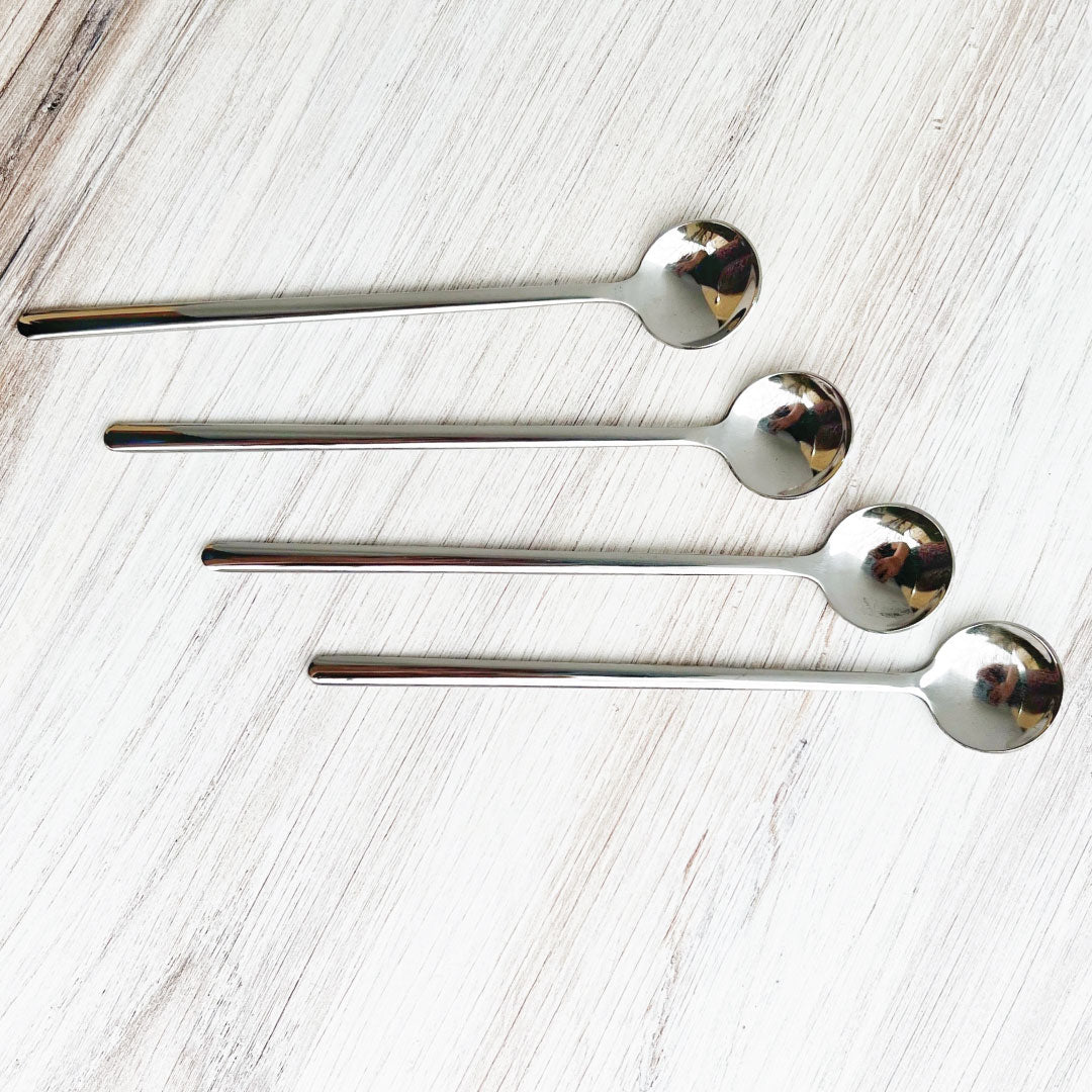 Elegant Stainless Steel Espresso and Dessert Spoons Set of 4