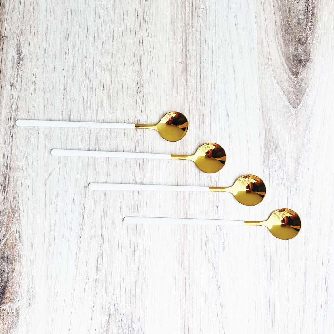 Elegant Stainless Steel Espresso and Dessert Spoons Set of 4