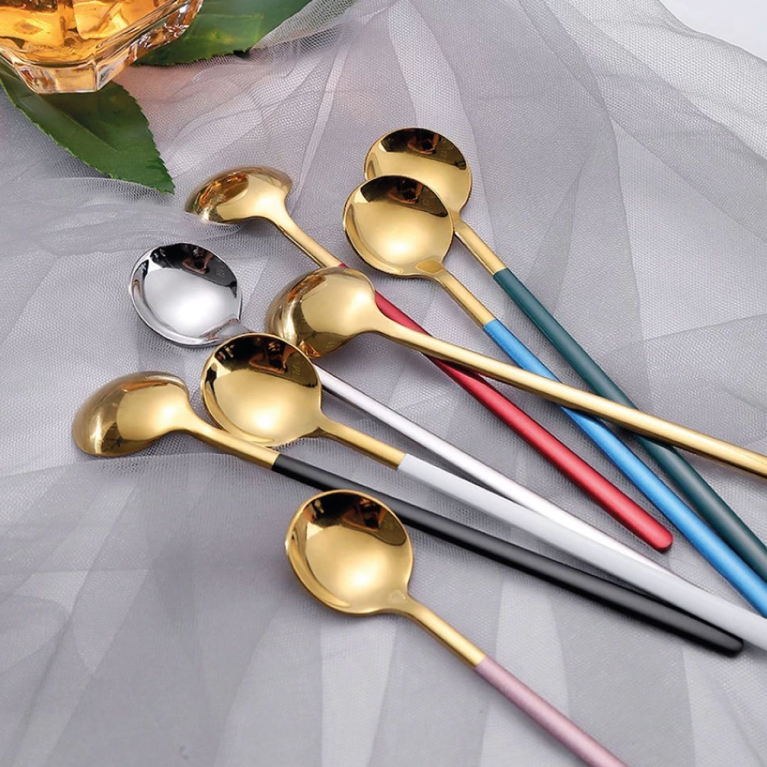 Elegant Stainless Steel Espresso and Dessert Spoons Set of 4