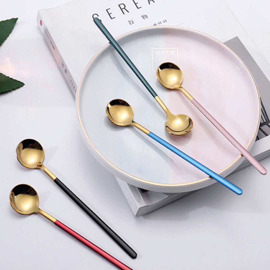 Elegant Stainless Steel Espresso and Dessert Spoons Set of 4