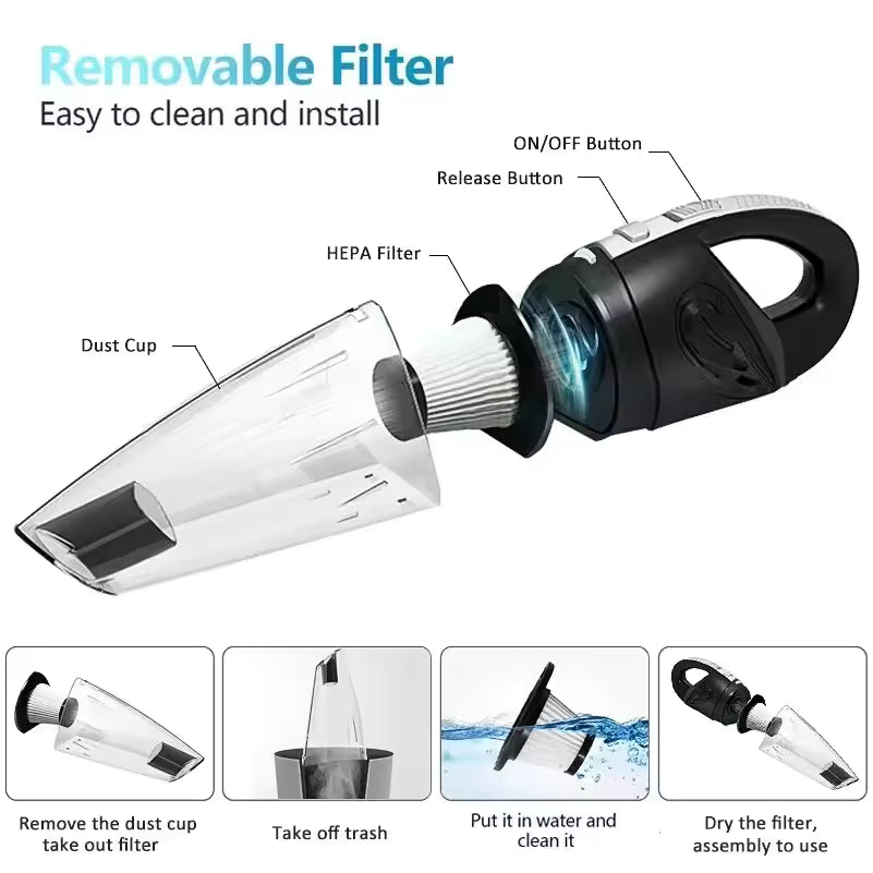 Cordless Car Vacuum Cleaner with 95,000 PA Suction Power
