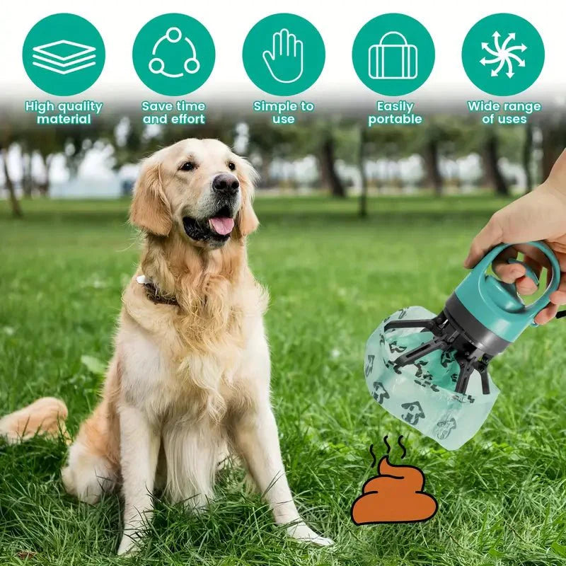 Pet Pooper Scooper with Built-in Waste Bag Dispenser
