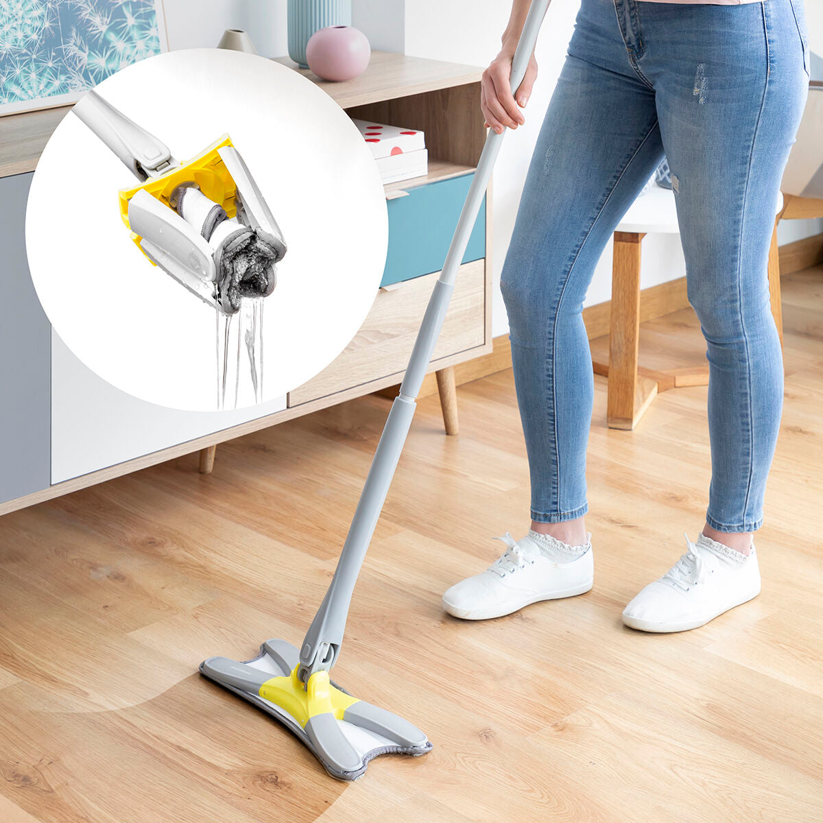 Self-Cleaning Microfiber Mop with Ergonomic Handle