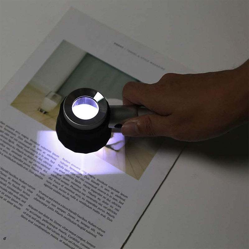 10X Magnifying Glass with LED Light and Built-in Measuring Scale