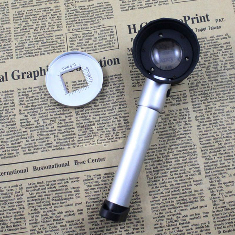 10X Magnifying Glass with LED Light and Built-in Measuring Scale