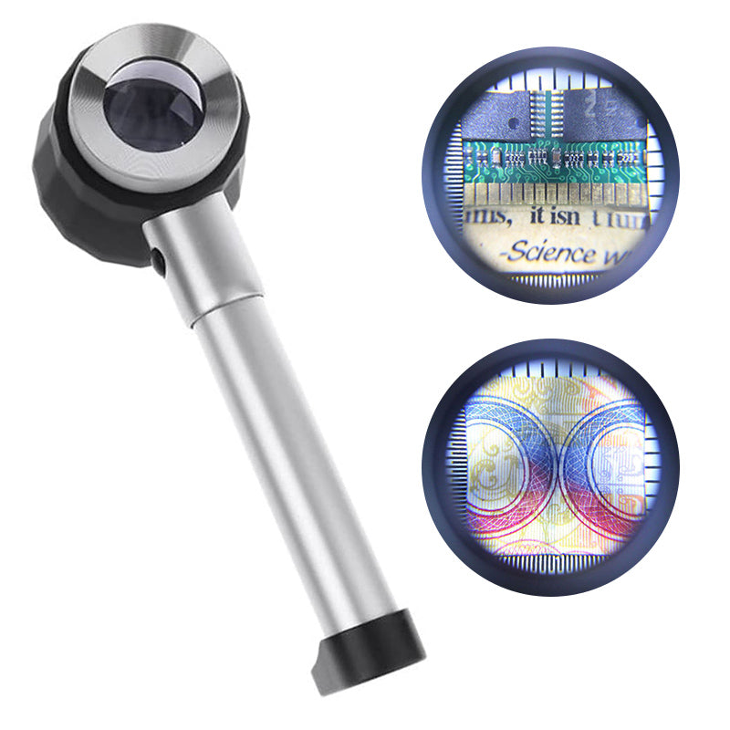 10X Magnifying Glass with LED Light and Built-in Measuring Scale