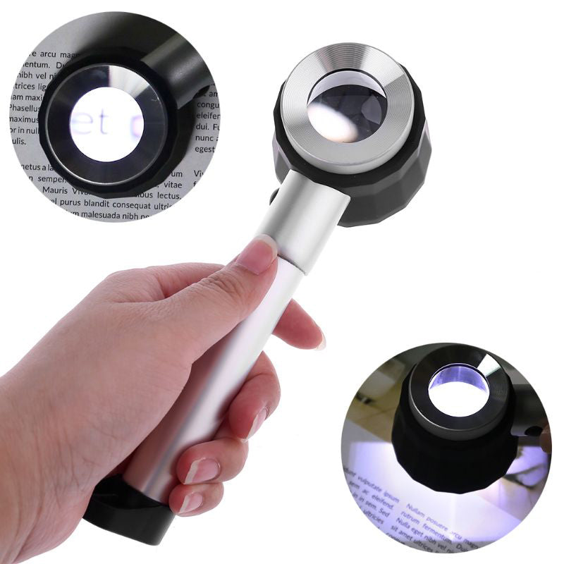 10X Magnifying Glass with LED Light and Built-in Measuring Scale