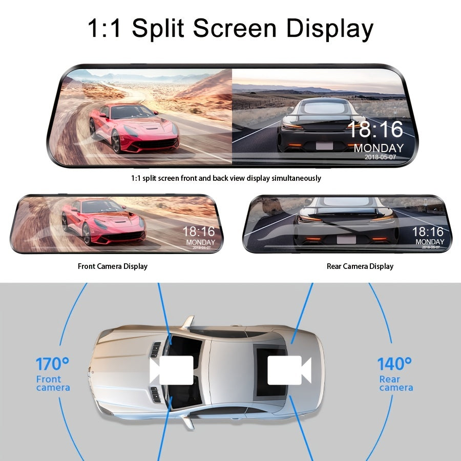 1080P Front and 720P Rear Dual Dashcam with Touchscreen