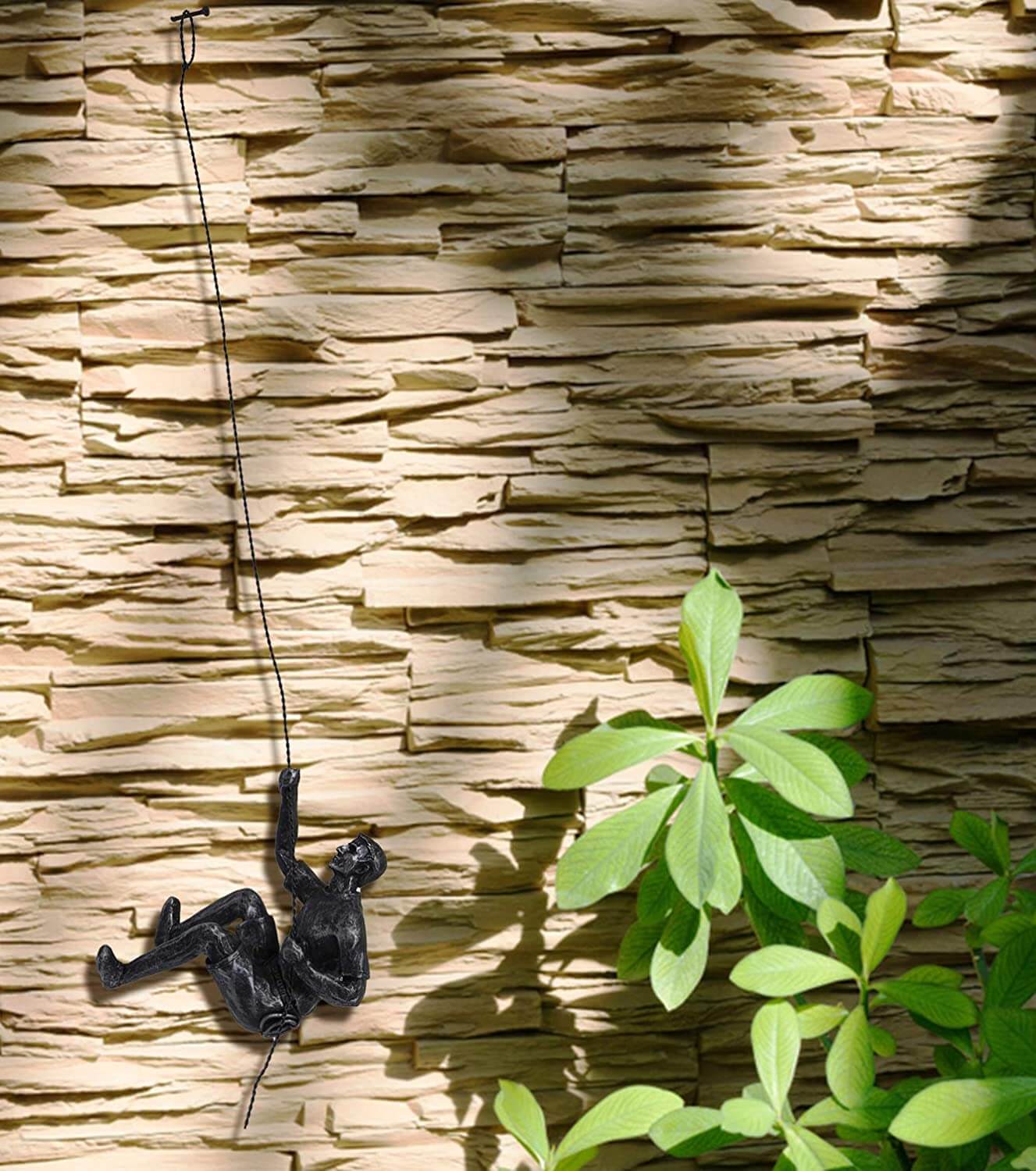 Handmade Climber Wall Sculpture in Resin and Iron Wire