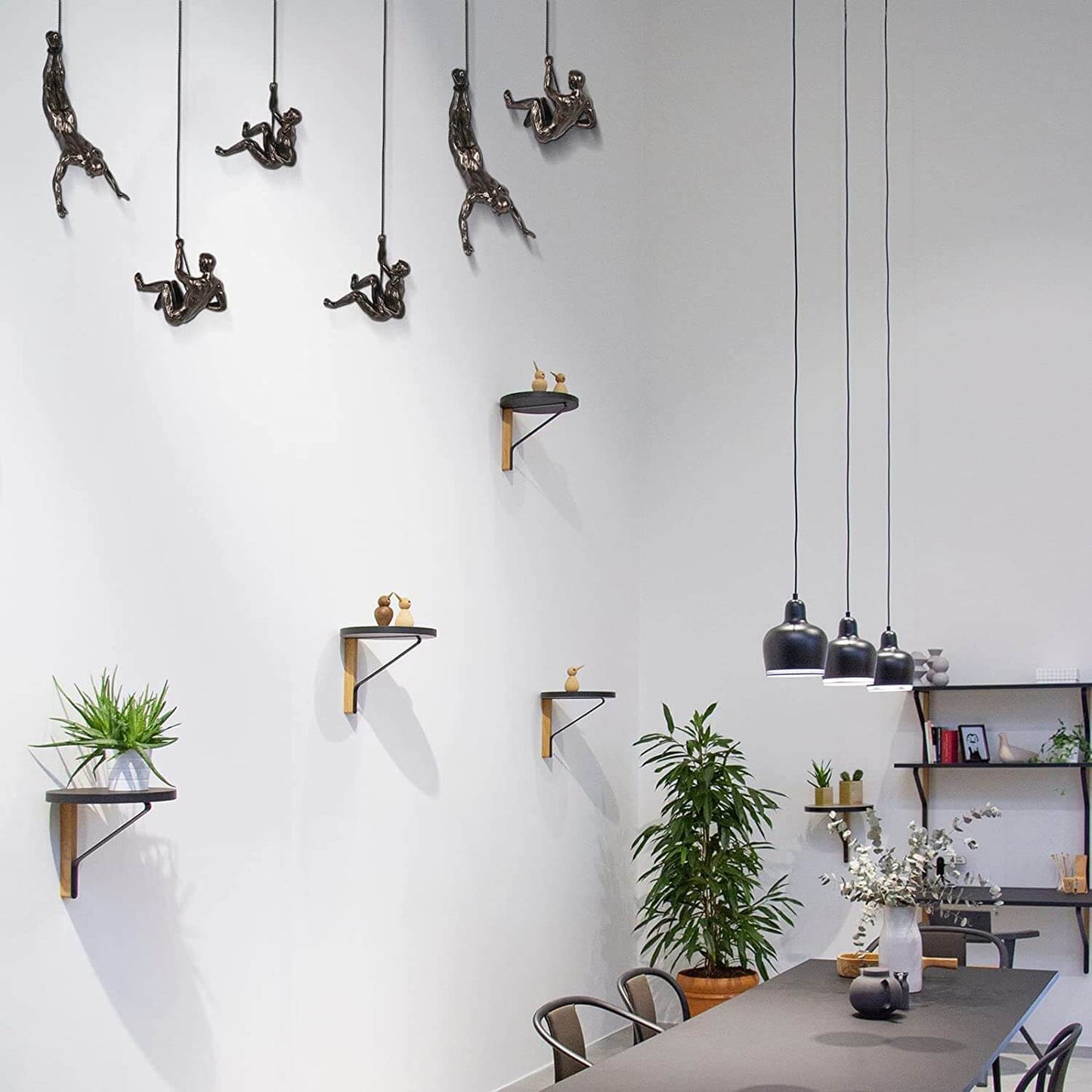 Handmade Climber Wall Sculpture in Resin and Iron Wire