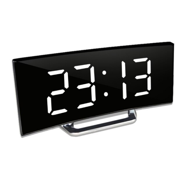 Curved LED Digital Clock with Large Display and Adjustable Brightness