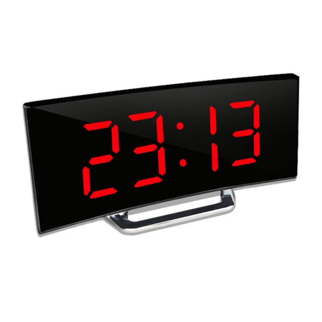 Curved LED Digital Clock with Large Display and Adjustable Brightness
