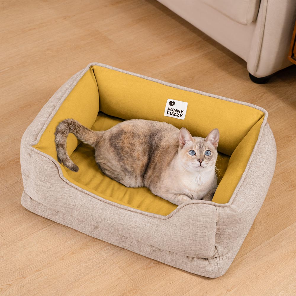 Non-Slip Cat Bed with Soft Bolster for Comfort and Support