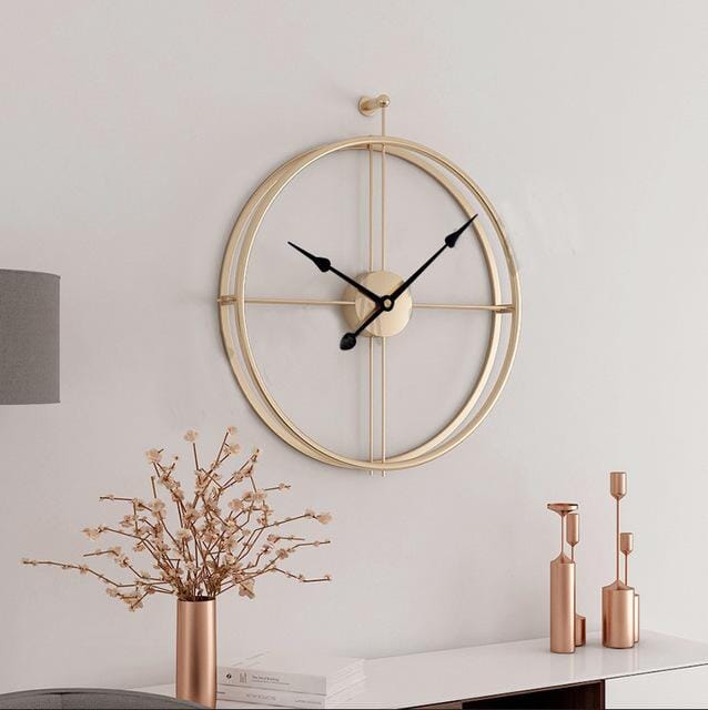 Large Geometric Metal Wall Clock with Silent Quartz Mechanism