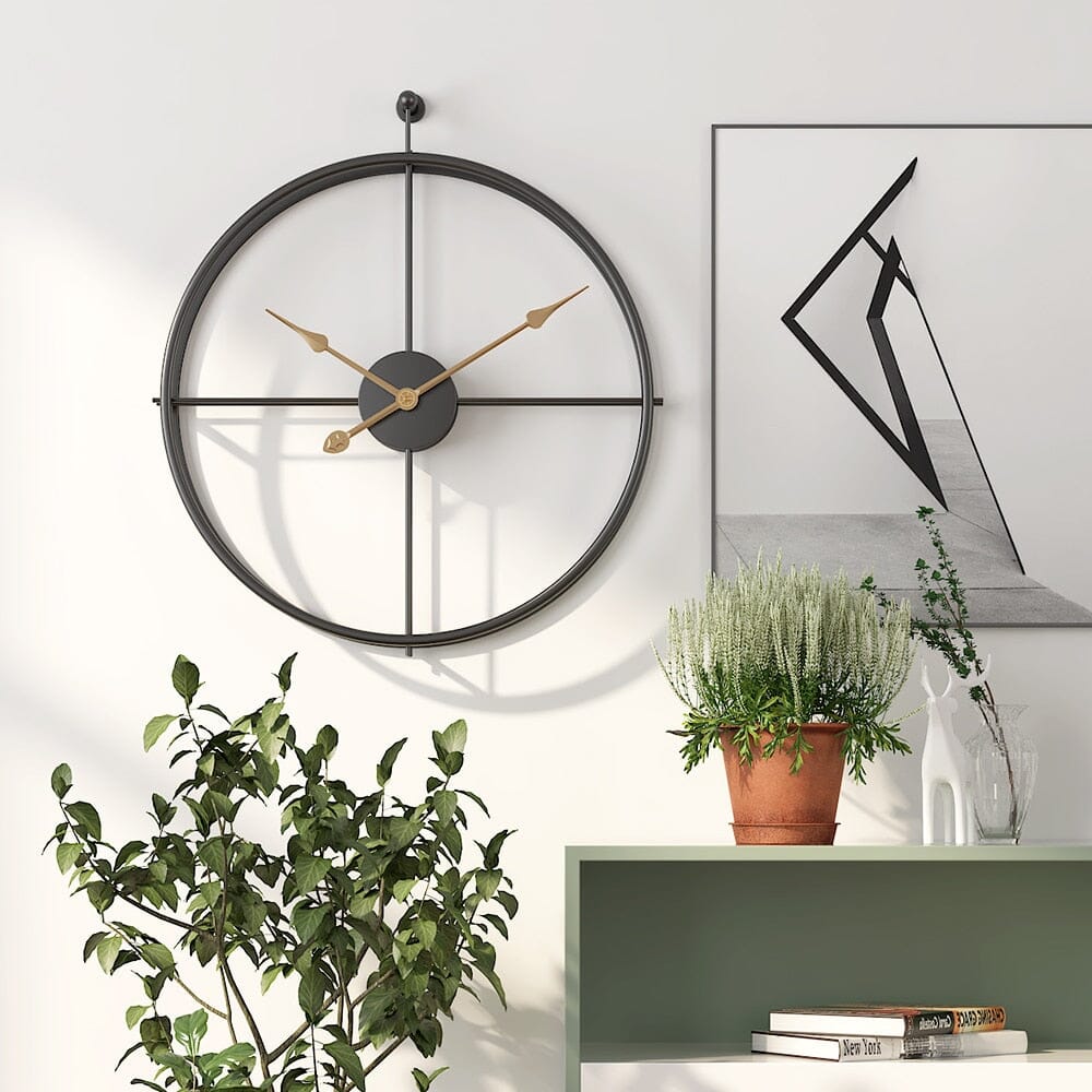Large Geometric Metal Wall Clock with Silent Quartz Mechanism