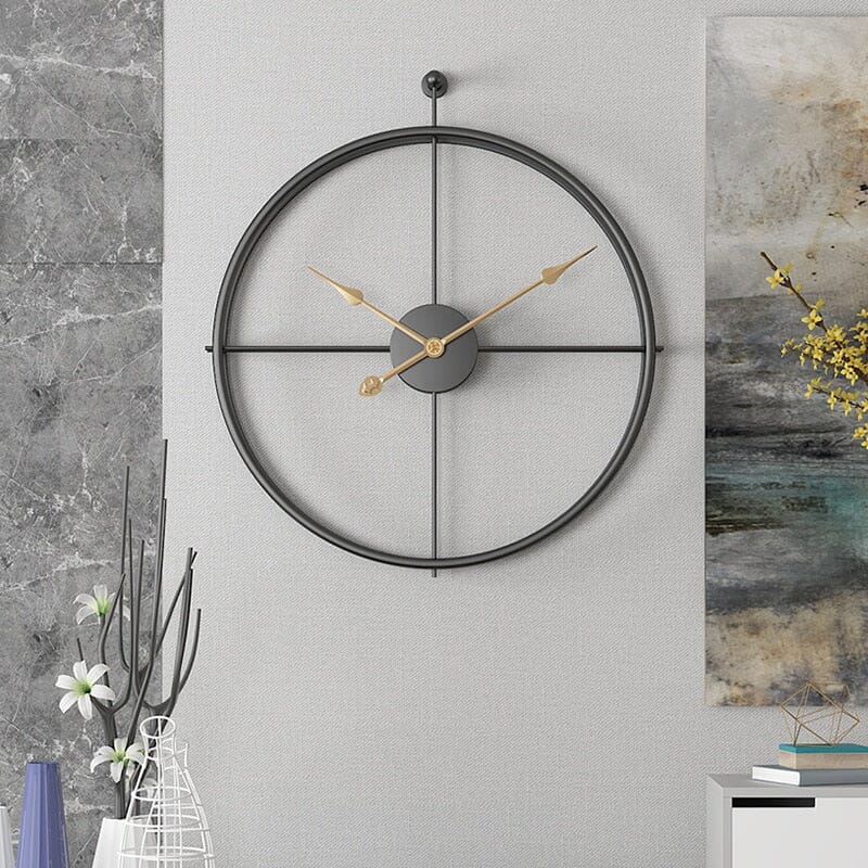 Large Geometric Metal Wall Clock with Silent Quartz Mechanism