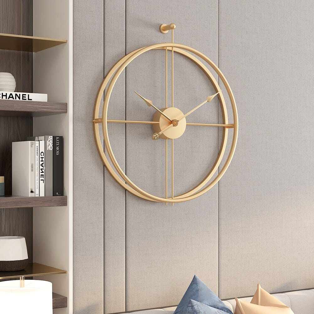 Large Geometric Metal Wall Clock with Silent Quartz Mechanism