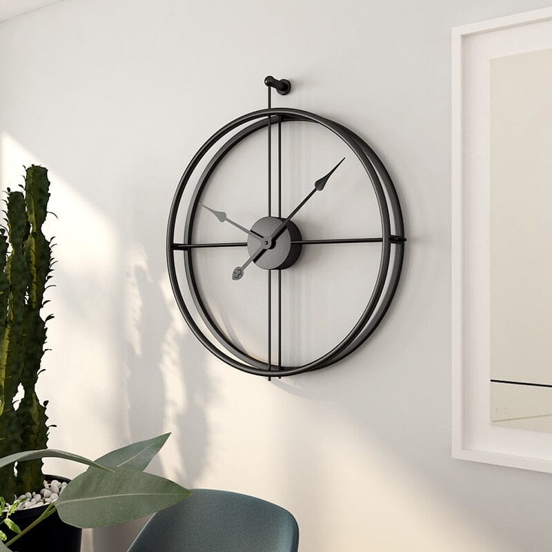 Large Geometric Metal Wall Clock with Silent Quartz Mechanism