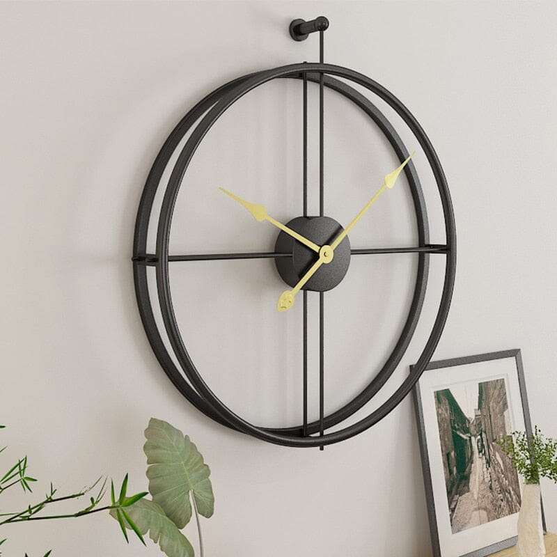 Large Geometric Metal Wall Clock with Silent Quartz Mechanism