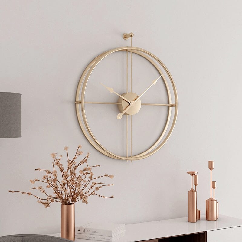 Large Geometric Metal Wall Clock with Silent Quartz Mechanism