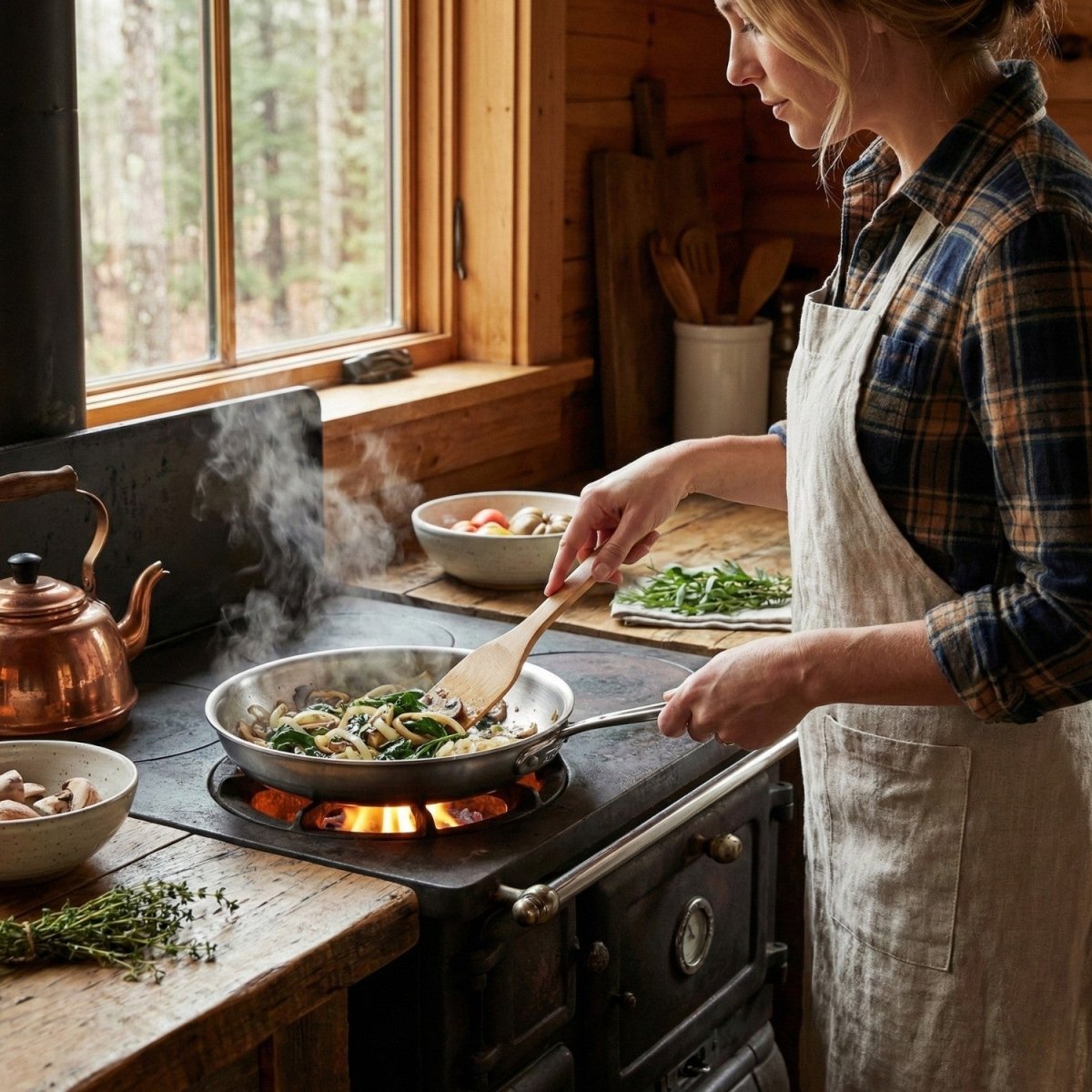 Coating-Free Stainless Steel Frying Pan