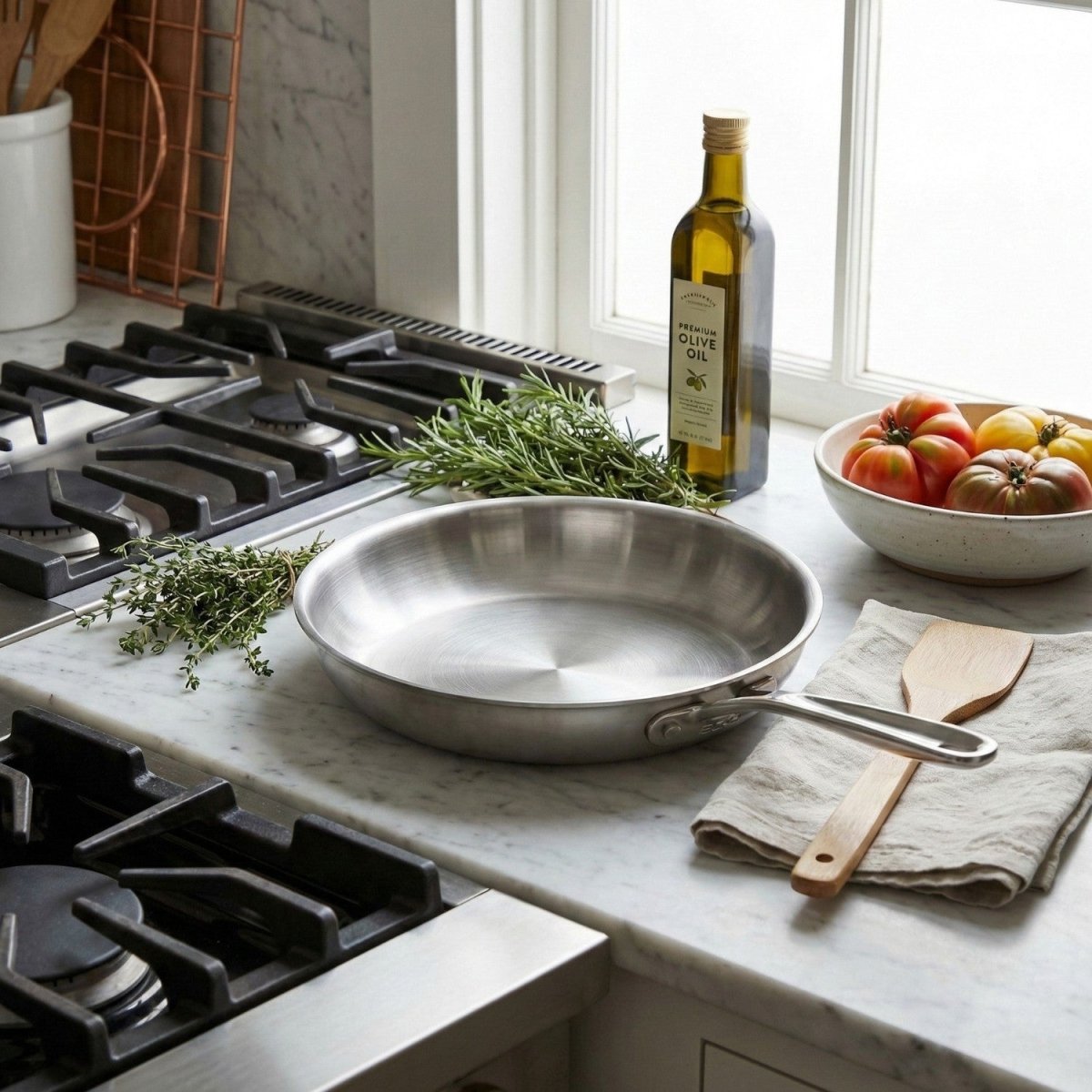 Coating-Free Stainless Steel Frying Pan