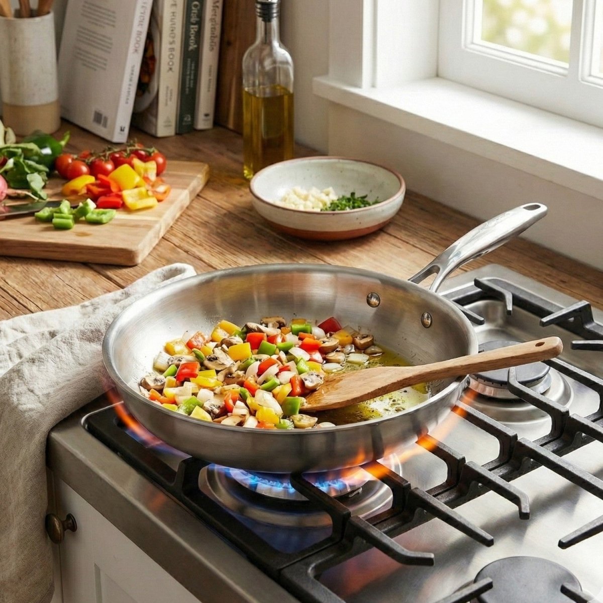 Coating-Free Stainless Steel Frying Pan