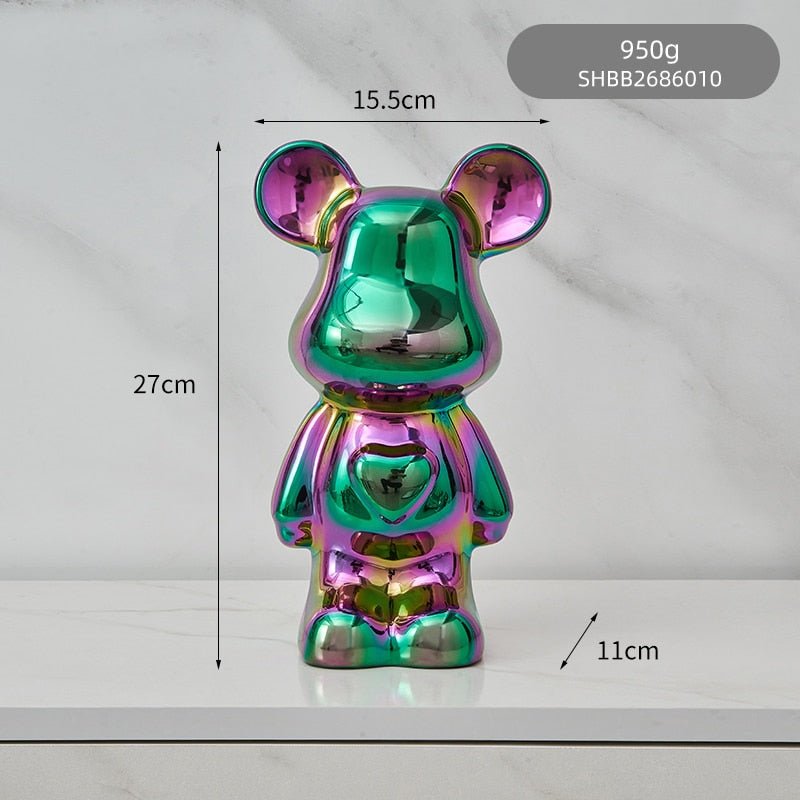 Colorful Ceramic Bear Piggy Bank Sculpture
