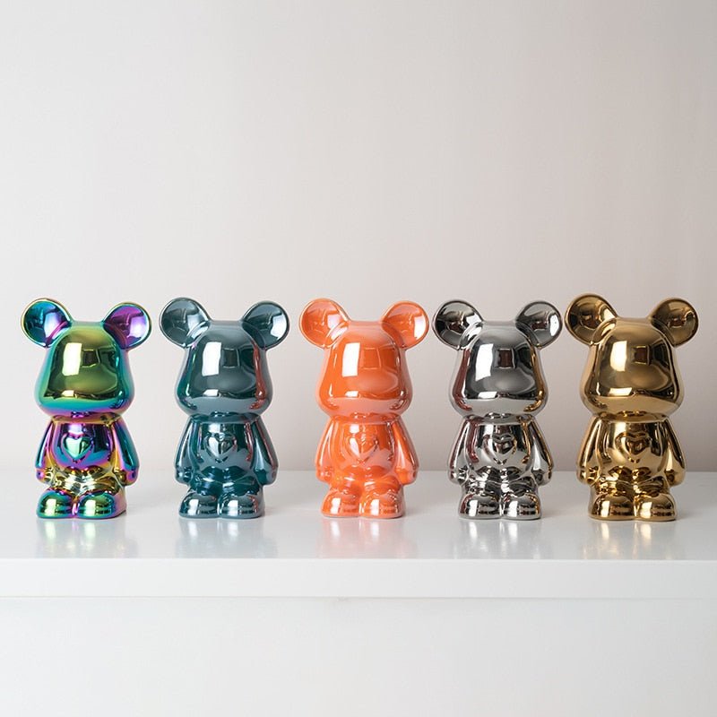 Colorful Ceramic Bear Piggy Bank Sculpture